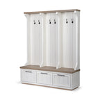76" White Solid Wood Six Hook Freestanding Coat Rack