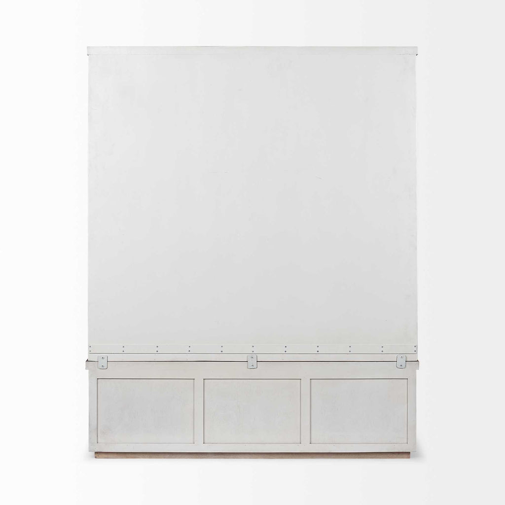 76" White Solid Wood Six Hook Freestanding Coat Rack