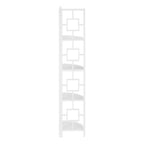 62" White Metal Corner Bookcase