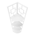 62" White Metal Corner Bookcase