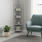 62" White Metal Corner Bookcase