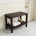 Rectangular Teak Shower Bench With Shelf In Brown Finish