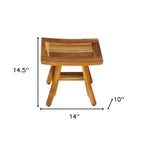 14" Natural Teak Curvilinear Shower Bench