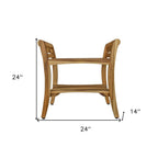 24" Natural Solid Teak Wood Shower Bench With Handles