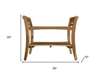 Rectangular Teak Shower Bench With Shelf And Handles In Naturalfinish