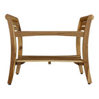 Rectangular Teak Shower Bench With Shelf And Handles In Naturalfinish