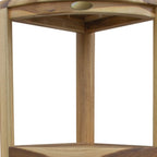 33" Natural Teak Corner Shower Bench With Shelf
