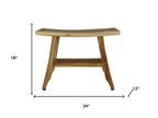 18" X 24" Natural Teak Rectangular Shower Bench With Shelf