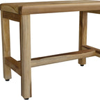 Compact Rectangular Teak Shower  Outdoor Bench With Shelf In Natural Finish