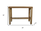 Compact Rectangular Teak Shower  Outdoor Bench With Shelf In Natural Finish