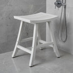 24" X 20" White Teak Square Shower Bench