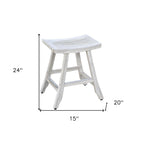 24" X 20" White Teak Square Shower Bench