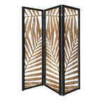 67" Brown Solid Wood Panel Screen Room Divider
