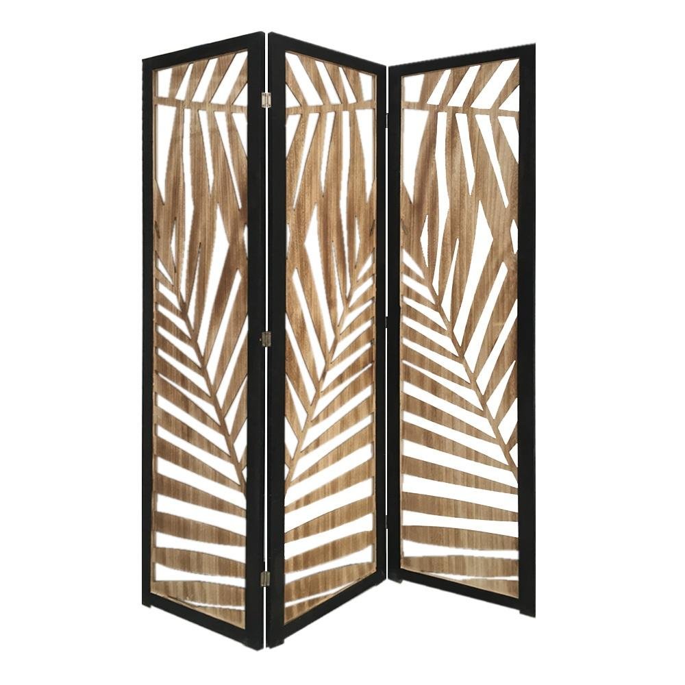 67" Brown Solid Wood Panel Screen Room Divider