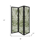 67" Green Solid Wood Panel Screen Room Divider