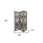 67" Gray Solid Wood Panel Screen Room Divider