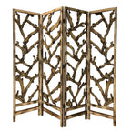 84" Brown Solid WoodFolding Four Panel Screen Room Divider