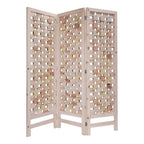 72" Pink Solid Wood Folding Three Panel Screen Room Divider