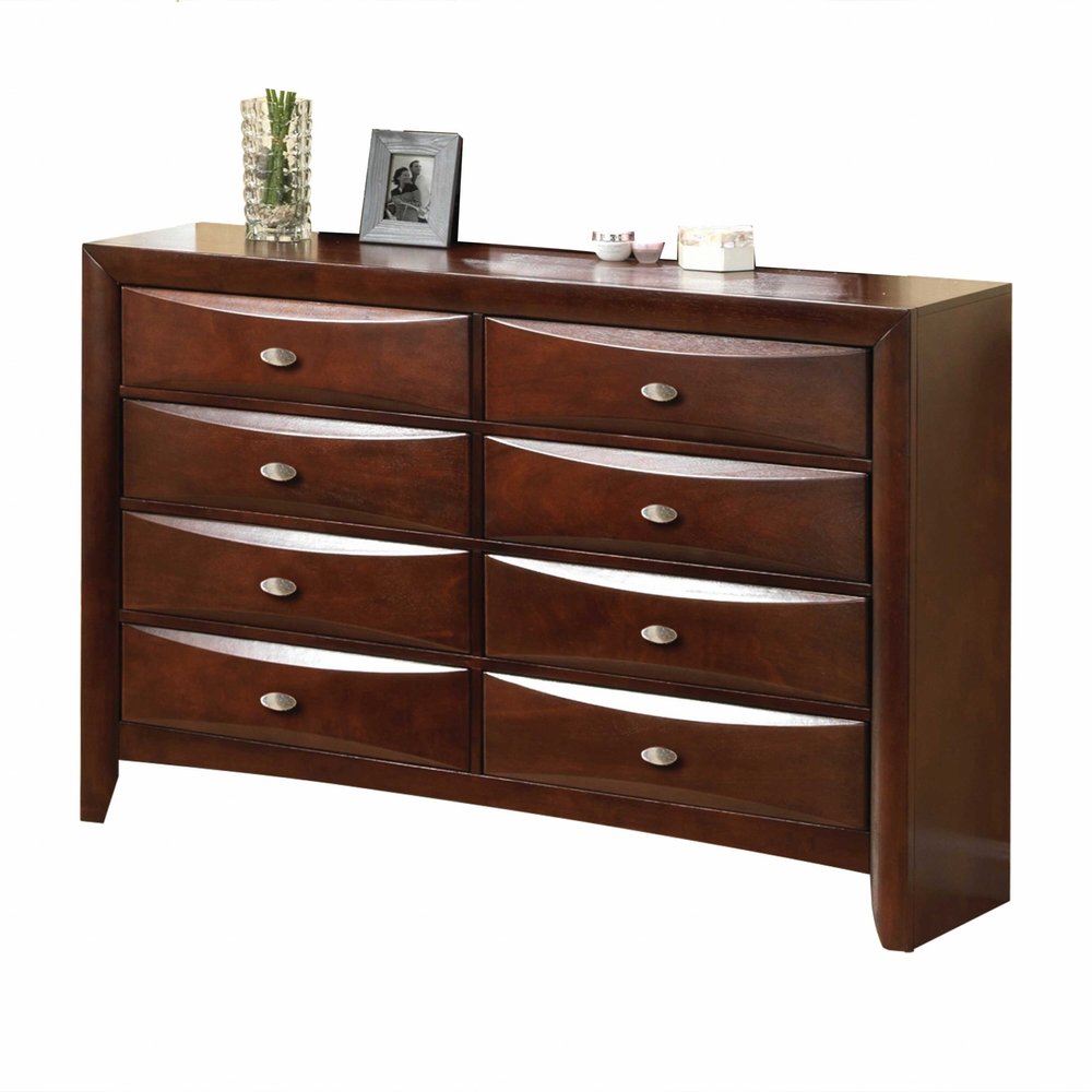 32" Espresso Solid Wood Five Drawer Chest