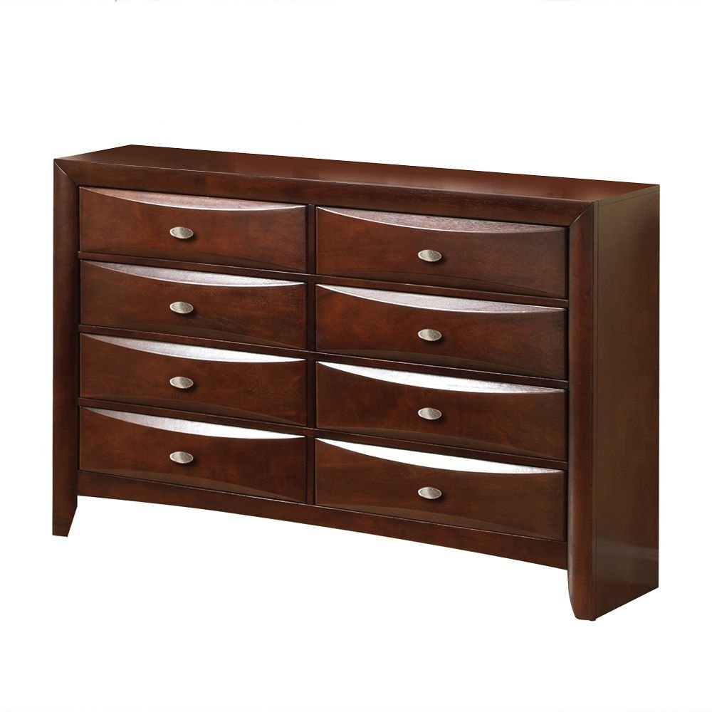 32" Espresso Solid Wood Five Drawer Chest