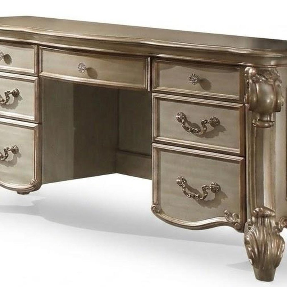 63" Gold Wood Vanity Table