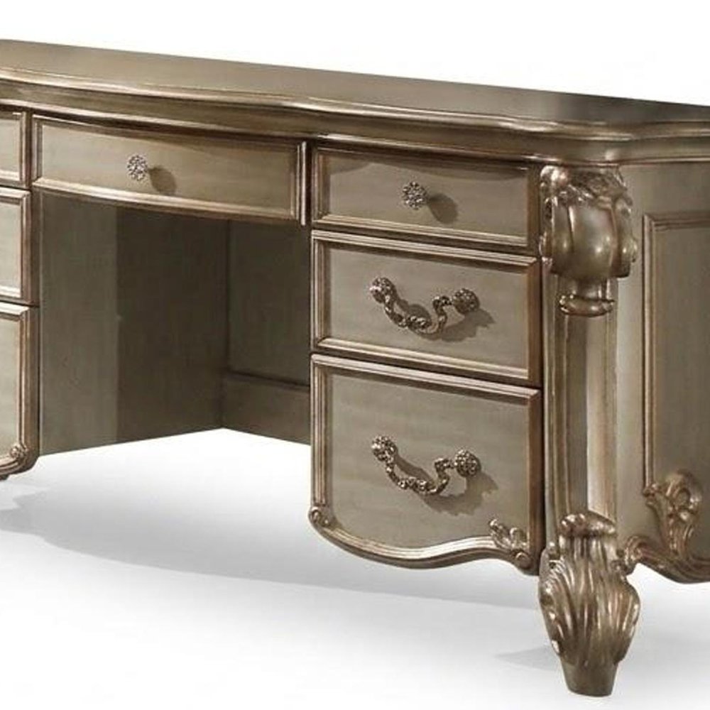 63" Gold Wood Vanity Table