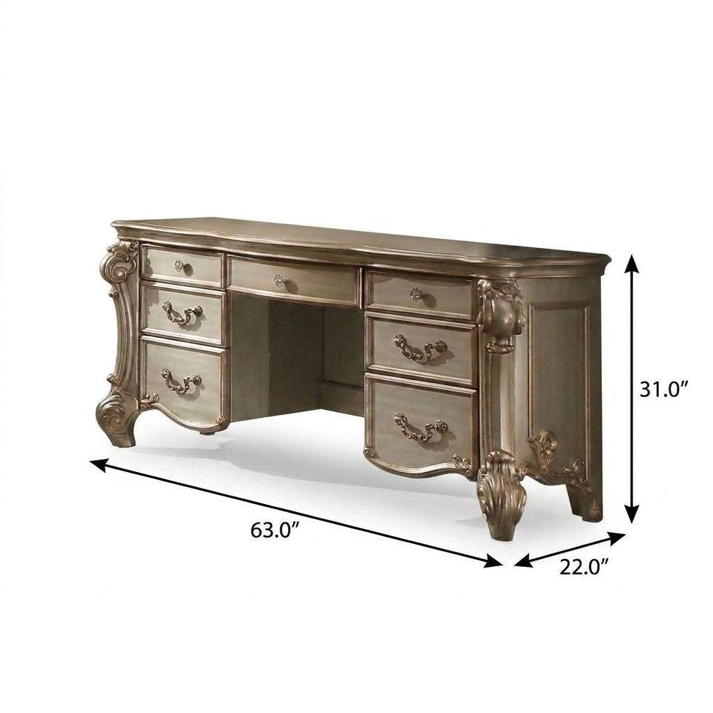 63" Gold Wood Vanity Table