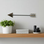 Burnished Dark Brown And Gold Tone Metal Arrow Wall Decor