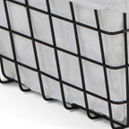 13" Black And White Fabric And Metal Basket