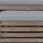 24" Gray and Brown Linen Upholstered Storage Bench with Flip Top