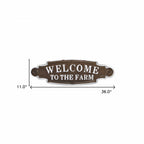 Welcome To The Farm Lacquered Black And White Metal Wall Art