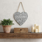 10" Gray Galvanized Metal Heart Shaped Welcome Wall Decor