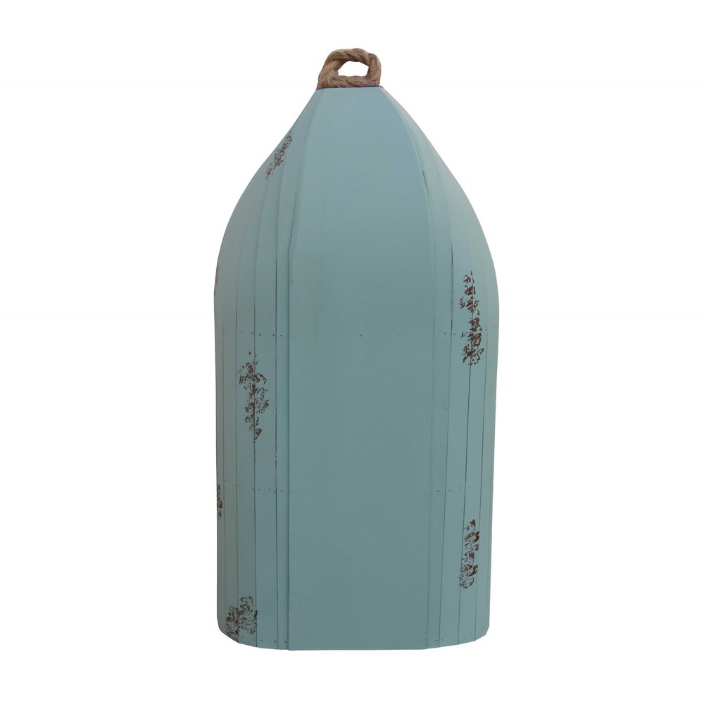 34" Aqua Blue Wood Canoe Hanging Shelf