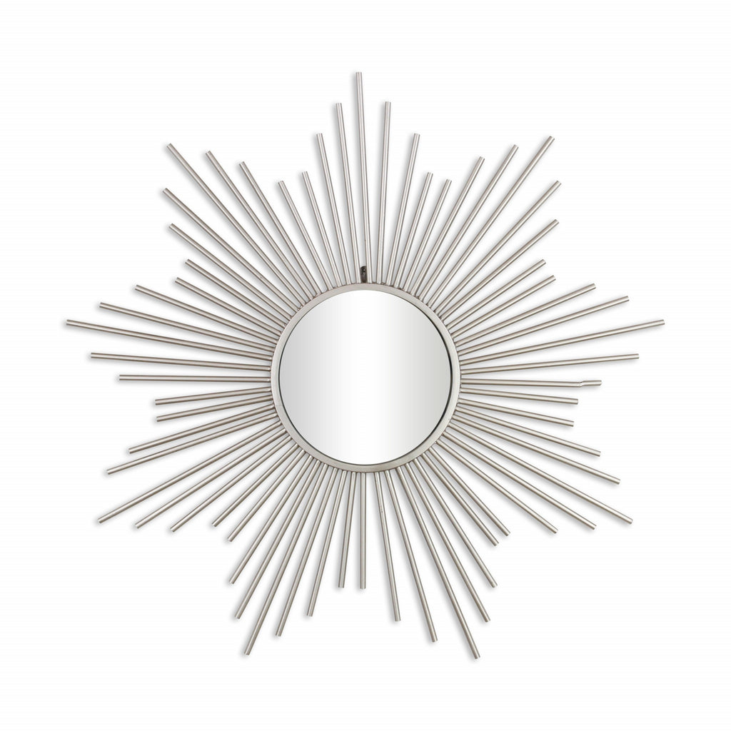 32" Silver Metal Sunburst Framed Accent Mirror