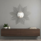 32" Silver Metal Sunburst Framed Accent Mirror
