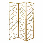 71" Gold IronFolding Three Panel Screen Room Divider