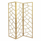 71" Gold IronFolding Three Panel Screen Room Divider