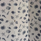71" Blue and Beige Fabric Folding Three Panel Screen Room Divider