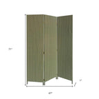 71" Green Fabric Folding Three Panel Screen Room Divider