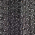 71" Black and White Fabric Folding Three Panel Screen Room Divider