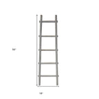 59" Gray Distressed Solid Wood Five Step Ladder Shelf