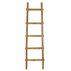 59" Gray Distressed Solid Wood Five Step Ladder Shelf