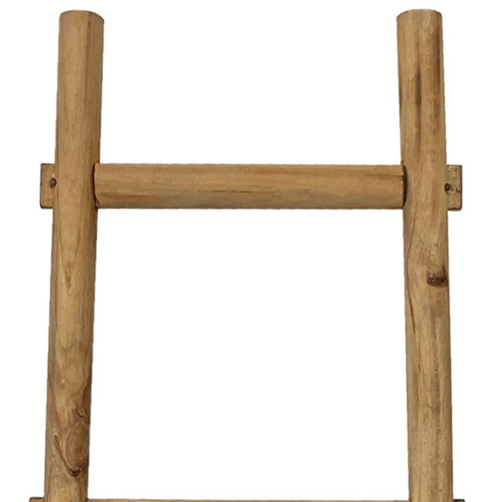 59" Gray Distressed Solid Wood Five Step Ladder Shelf