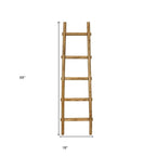 59" Gray Distressed Solid Wood Five Step Ladder Shelf