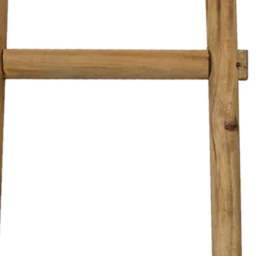 59" Gray Distressed Solid Wood Five Step Ladder Shelf
