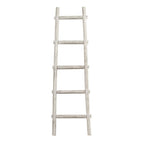 59" Gray Distressed Solid Wood Five Step Ladder Shelf