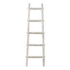 59" Gray Distressed Solid Wood Five Step Ladder Shelf