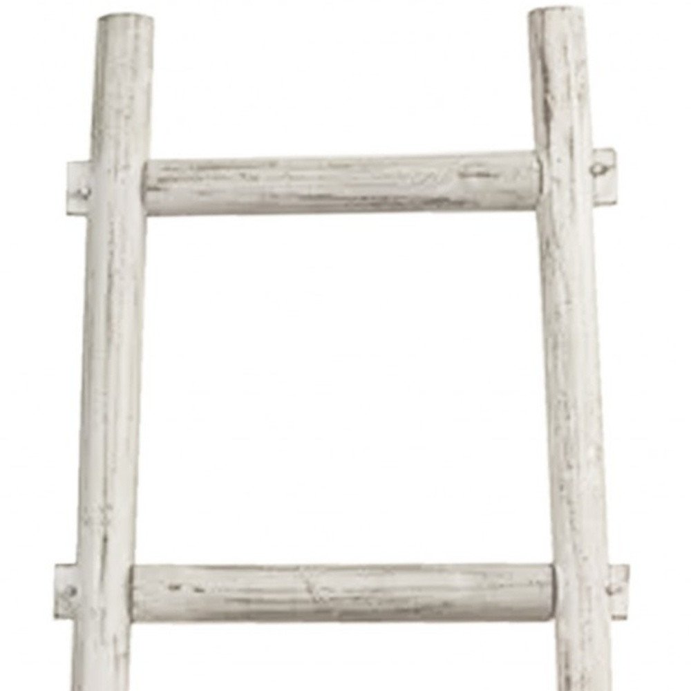 59" Gray Distressed Solid Wood Five Step Ladder Shelf