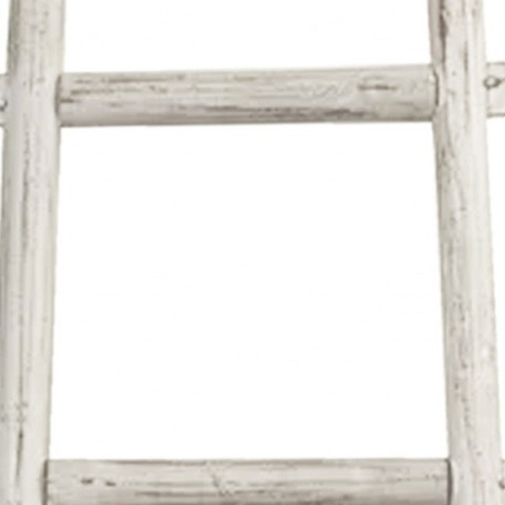 59" Gray Distressed Solid Wood Five Step Ladder Shelf
