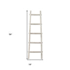 59" Gray Distressed Solid Wood Five Step Ladder Shelf
